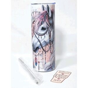 Horse Equestrian‎ Animal Print Flowers Fun 20oz Stainless Steel Skinny Tumbler